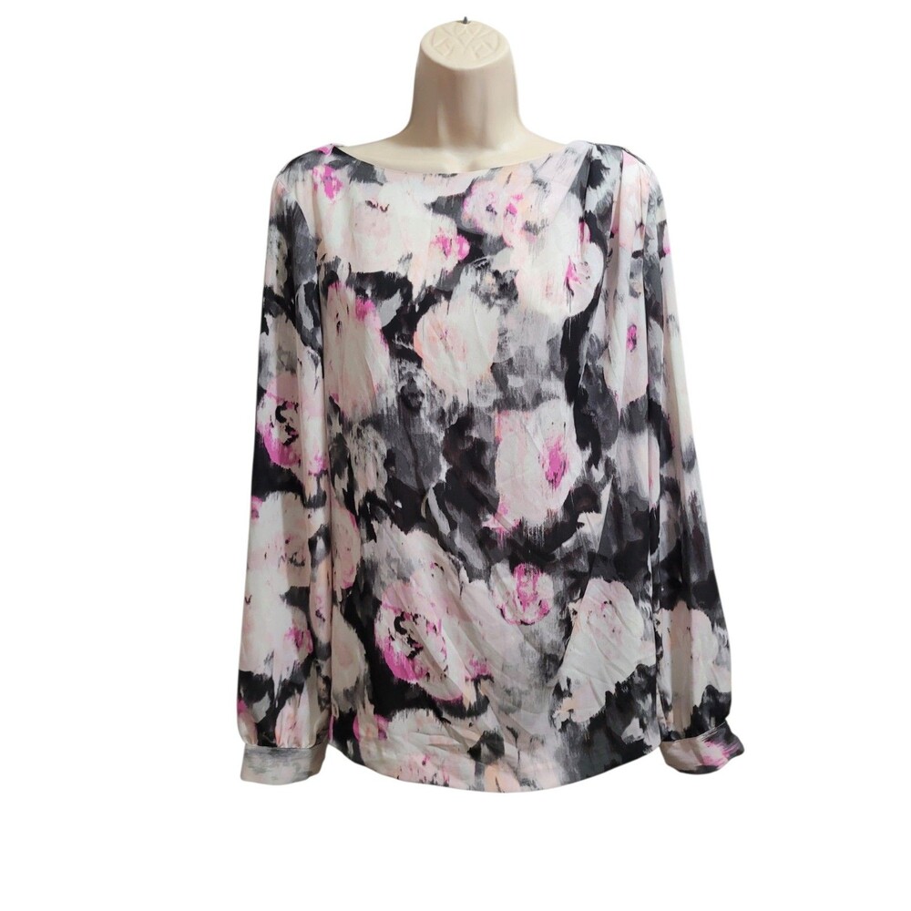 Liz Claiborne Women's Long Sleeve Floral Print Blouse Medium Used